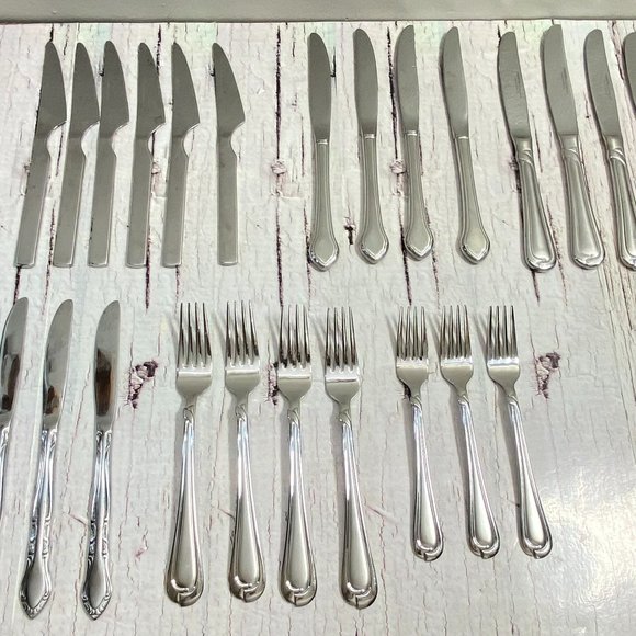 24 Mismatched Silver Plated Forks and knives - Wedding Silverware - Vintage Silv - Picture 1 of 10